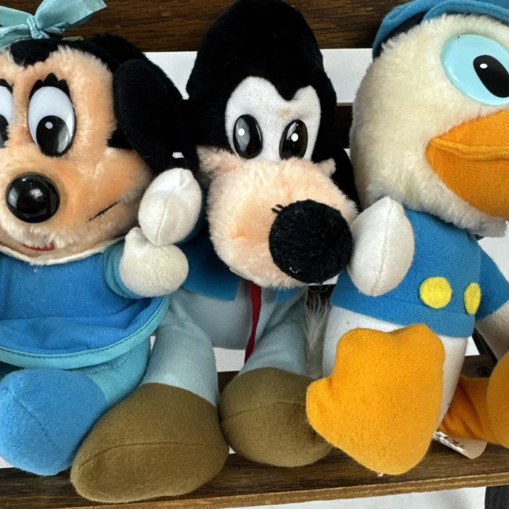 Disney Mickeys Christmas Carol Plush Set‎ Mickey Minnie Goofy Donald Vintage 80s